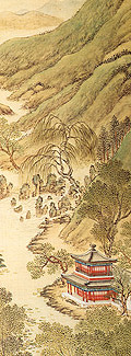 Detail from a painting of the imperial garden
'Yuan Ming Yuan' by either T'ang Tai or
Shen Yuan.  Circa 1744